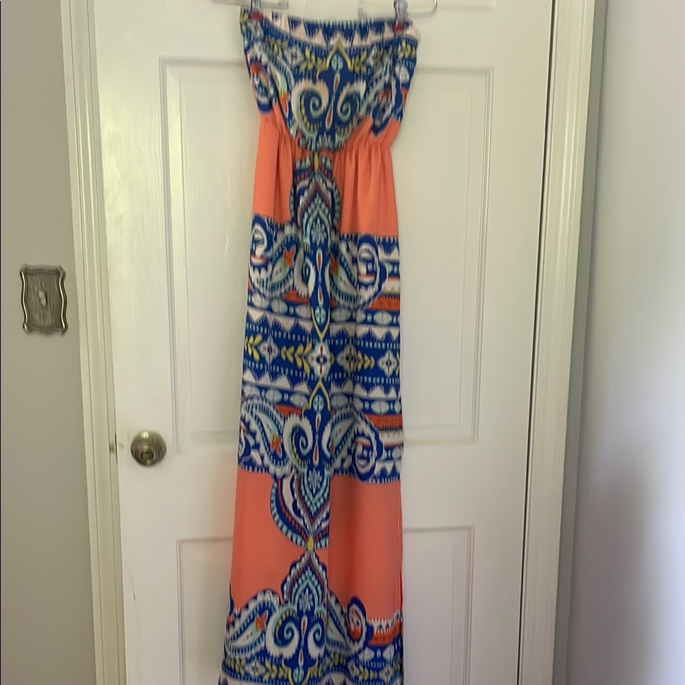 Colorful Strapless Maxi Dress